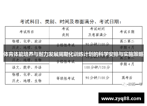体育体能培养与耐力发展周期化训练计划的科学安排与实施策略